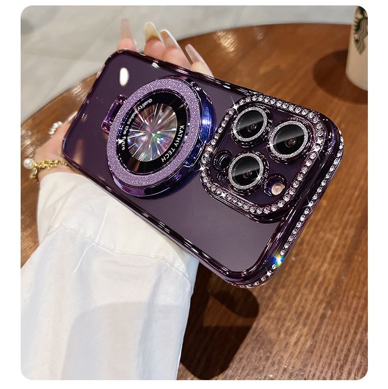 Rhinestone MagSafe) Case with Transparent (Compatible Phone Stand Magnetic