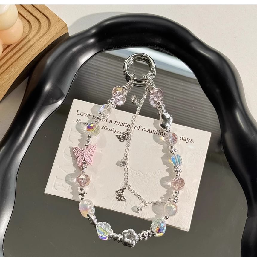 Crystal Pearl Phone Faux Butterfly Strap