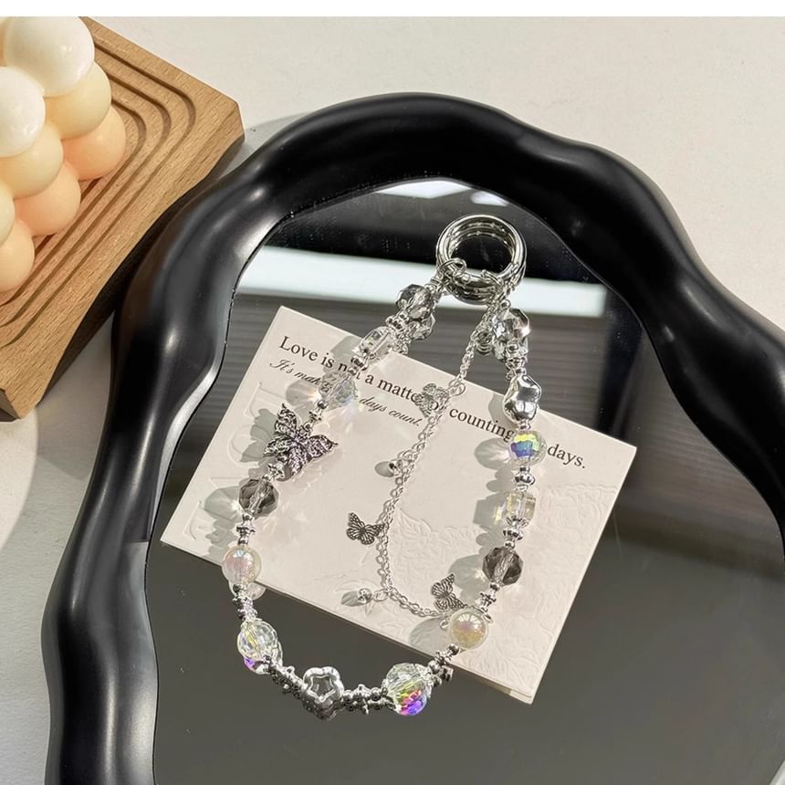 Crystal Pearl Phone Faux Butterfly Strap