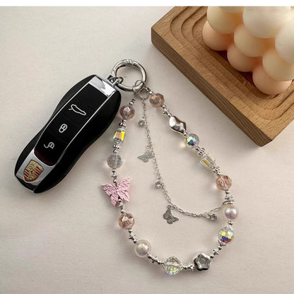 Crystal Pearl Phone Faux Butterfly Strap
