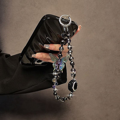 Crystal Phone Strap Faux Butterfly