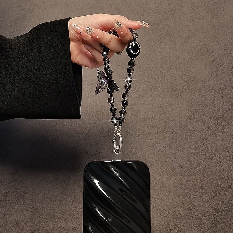 Crystal Phone Strap Faux Butterfly