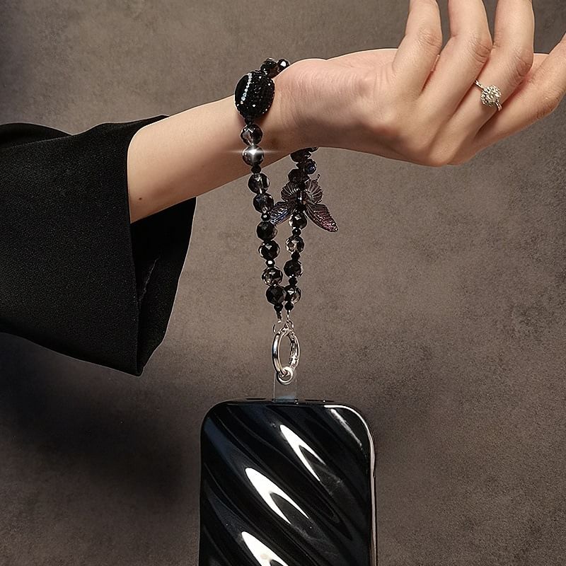 Crystal Phone Strap Faux Butterfly