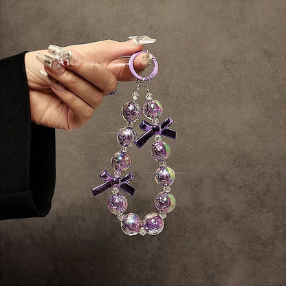 Faux Phone Strap Crystal Bow