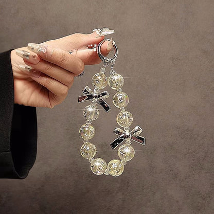 Faux Phone Strap Crystal Bow