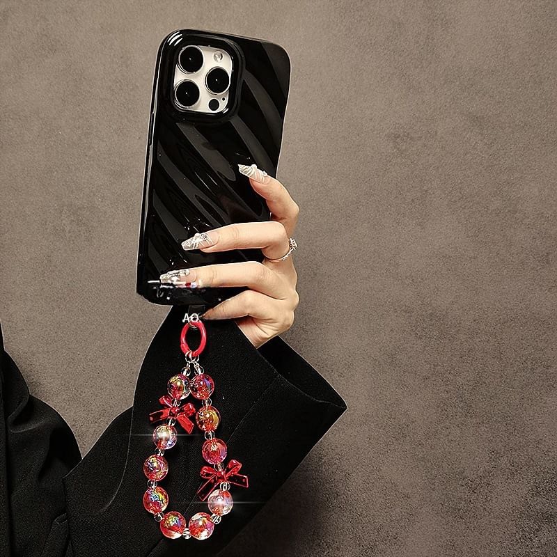 Faux Phone Strap Crystal Bow