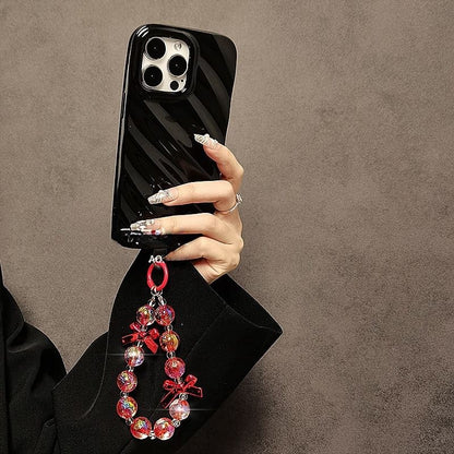 Faux Phone Strap Crystal Bow