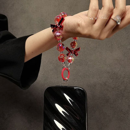 Faux Phone Strap Crystal Bow