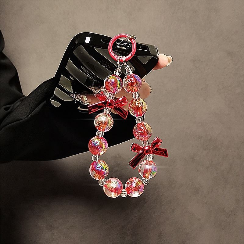 Faux Phone Strap Crystal Bow
