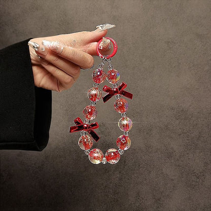 Faux Phone Strap Crystal Bow