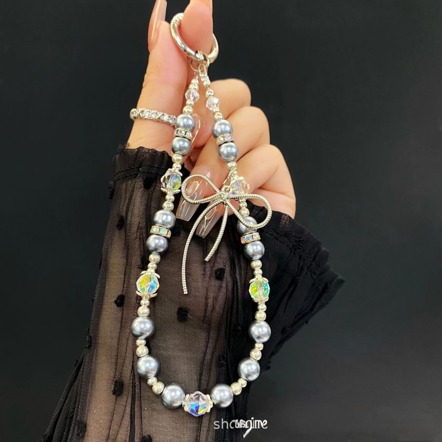with Pearl Pad Lanyard Bow Phone Faux Strap