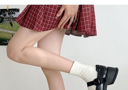 Platform Plain Buckled Faux Leather Mary Jane Shoes