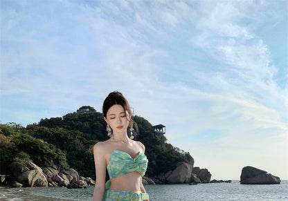 Set: Sleeveless Floral Crop Top + High Rise Floral Maxi A-Line Skirt