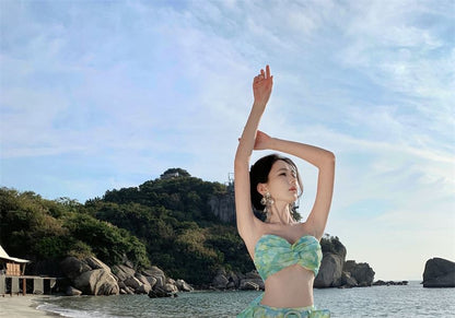 Set: Sleeveless Floral Crop Top + High Rise Floral Maxi A-Line Skirt