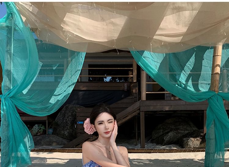 Spaghetti Strap Sequined Panel Ruffle Hem Maxi A-Line Dress