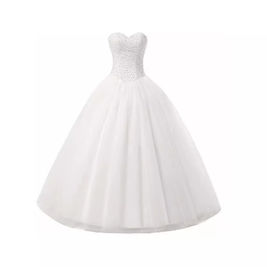 Wedding Mesh Gown Sequin Tube A-Line Panel Plain