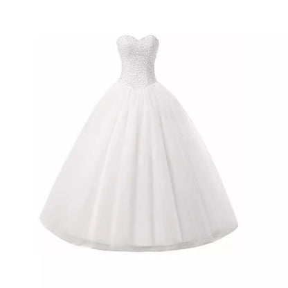 Plain Sequin Panel Mesh A-Line Tube Wedding Gown
