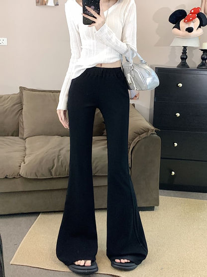 Mid Rise Plain Flared Pants