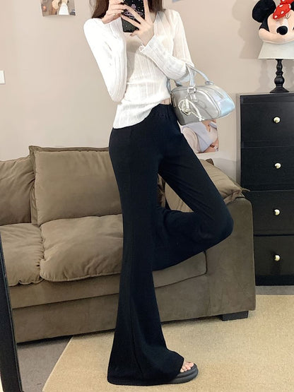 Mid Rise Plain Flared Pants