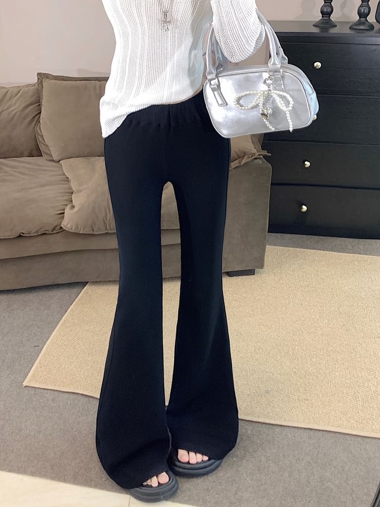 Mid Rise Plain Flared Pants