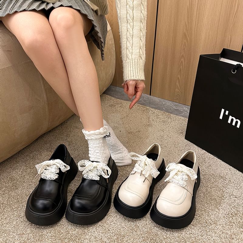 Platform Panel Lace Lace Up Shoes