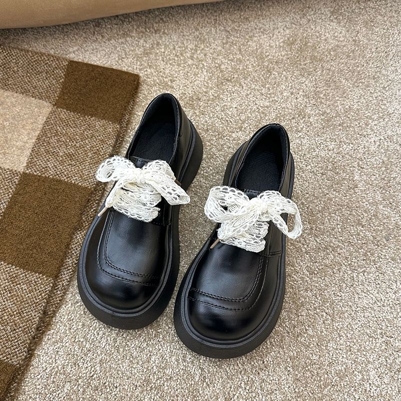 Platform Panel Lace Lace Up Shoes
