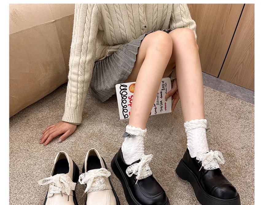 Platform Panel Lace Lace Up Shoes