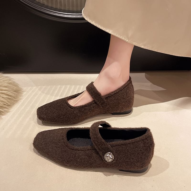 Square Toe Hidden Wedge Mary Jane Pumps