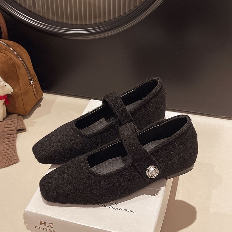 Square Toe Hidden Wedge Mary Jane Pumps