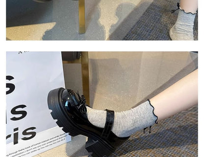 Platform Bow Patent Leather Mary Shoes