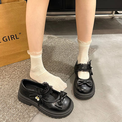 Platform Bow Frill Mary Jane Shoes