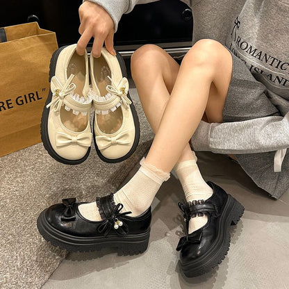 Platform Bow Frill Mary Jane Shoes