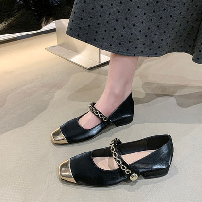 Square Cap Toe Mary Jane Pumps