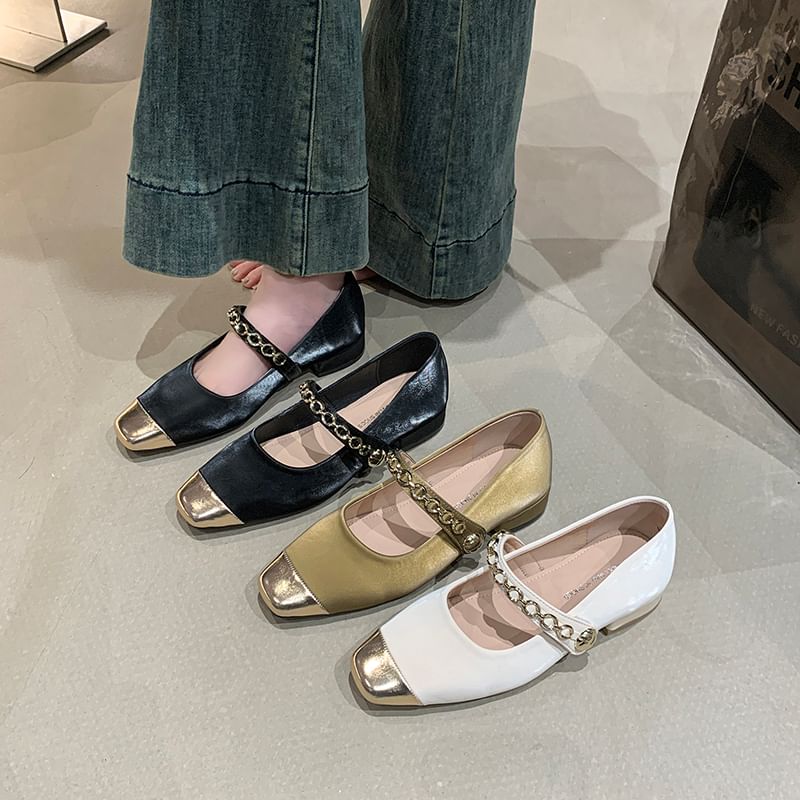 Square Cap Toe Mary Jane Pumps