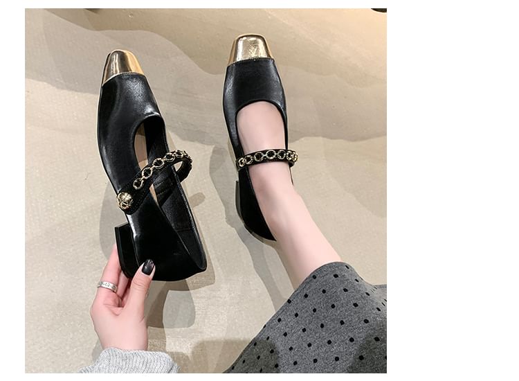 Square Cap Toe Mary Jane Pumps