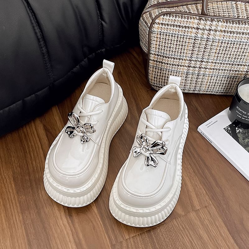 Platform Patent Leather Lace Up Shoes