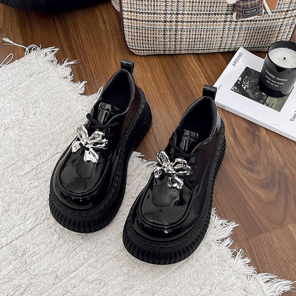 Platform Patent Leather Lace Up Shoes