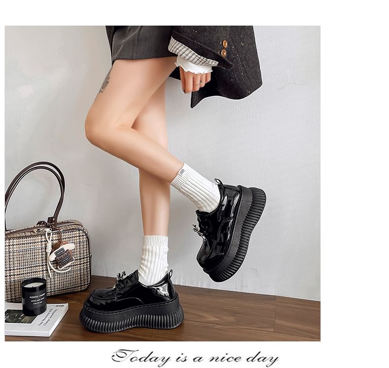 Platform Patent Leather Lace Up Shoes