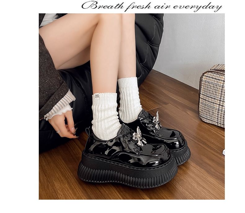 Platform Patent Leather Lace Up Shoes