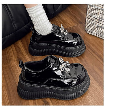 Platform Patent Leather Lace Up Shoes