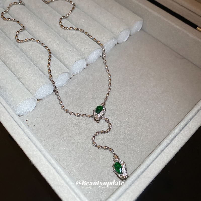 Rhinestone Waterdrop Pendant Lariat Necklace