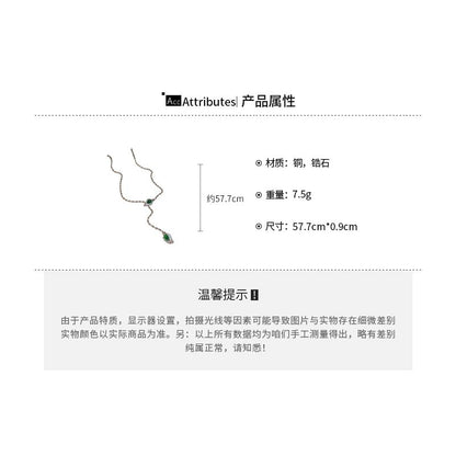 Rhinestone Waterdrop Pendant Lariat Necklace