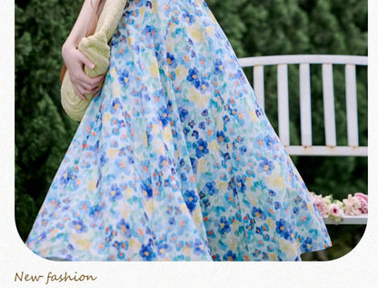 Spaghetti Strap Floral Print Midi A-Line Dress / Cardigan / Set