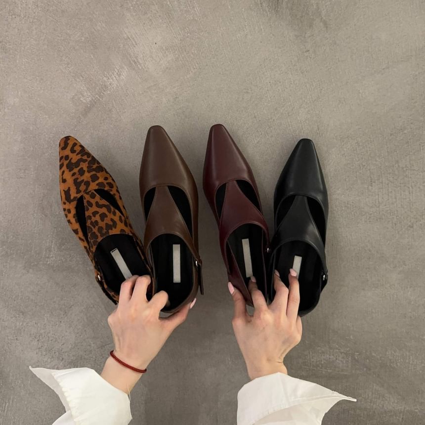 Cutout Faux Leather Flats