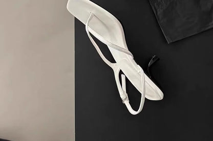 Toe Heel Kitten Plain Slingback Square Sandals Thong