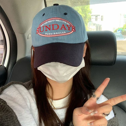 Two Tone Lettering Embroidered Baseball Cap