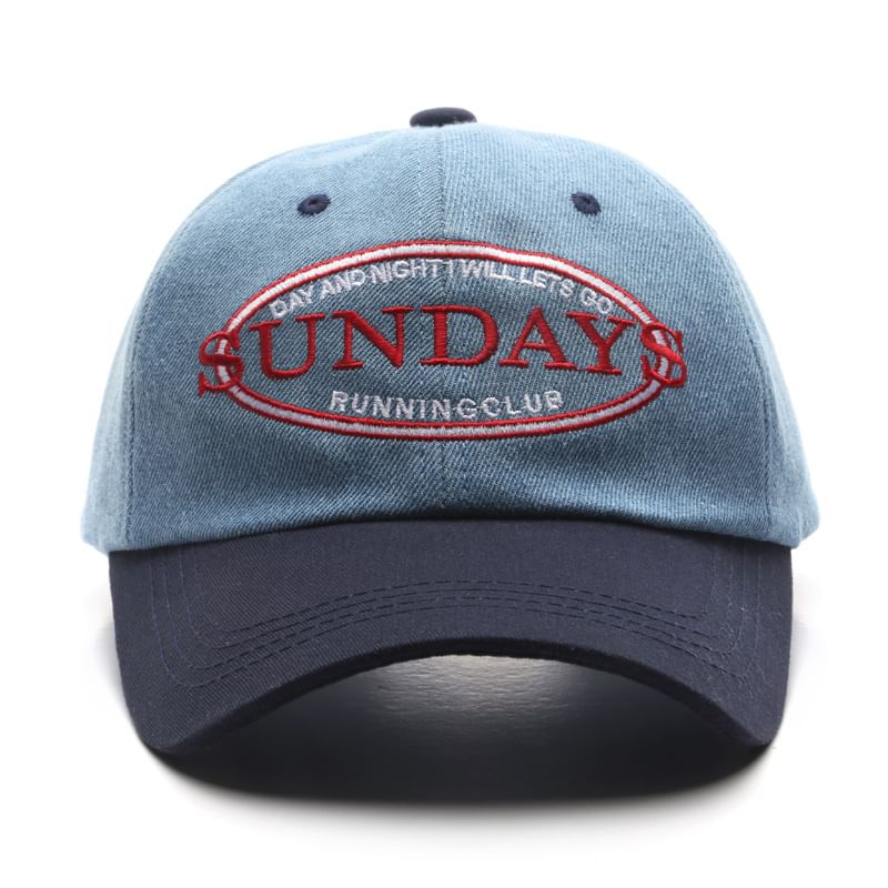 Two Tone Lettering Embroidered Baseball Cap