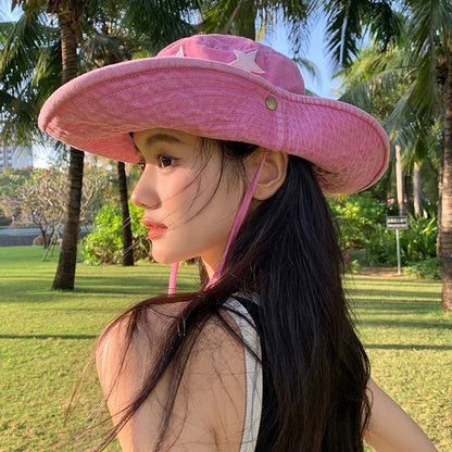 Star Applique Washed Boonie Hat