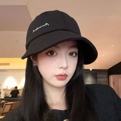 Lettering Embroidered Wide Brim Cap