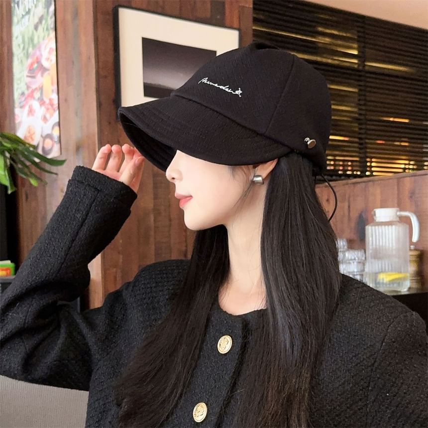 Lettering Embroidered Wide Brim Cap